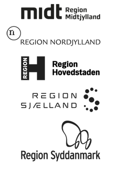 Logoer for Region Midtjylland, Region Syddanmark, Region Nordjylland, Region Sj&aelig;lland og Region Hovedstaden.
