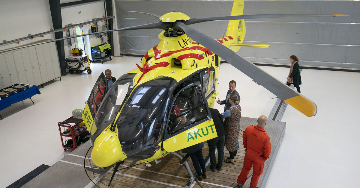 Akutlægehelikopter ved Saltum basen fra indvielse 2021
